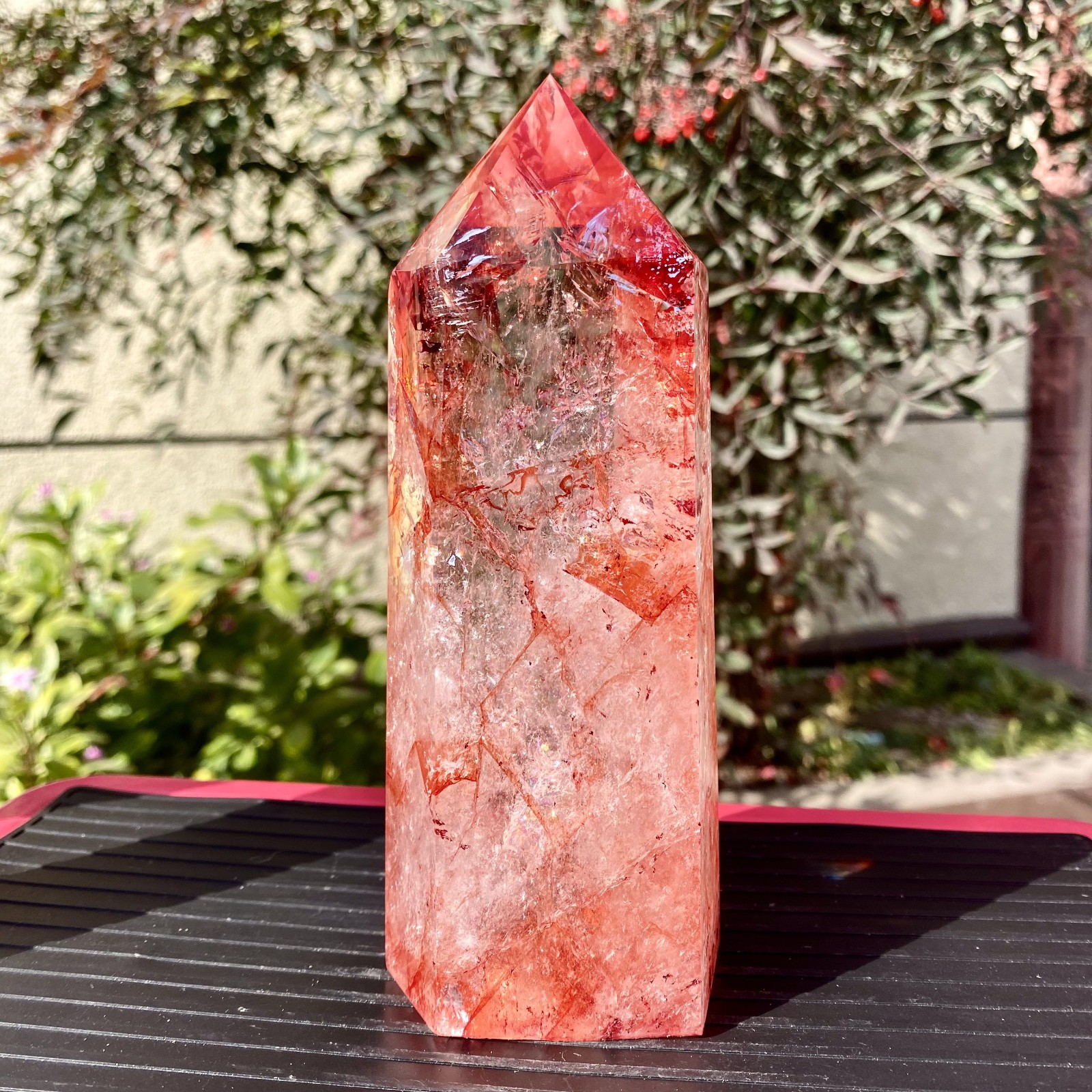 1.82LB Natural Crystal Red Ghost Quartz Mine Crystal Column Decoration 1.82LB Natural Crystal Red Ghost Quartz Mine Crystal Column Decoration