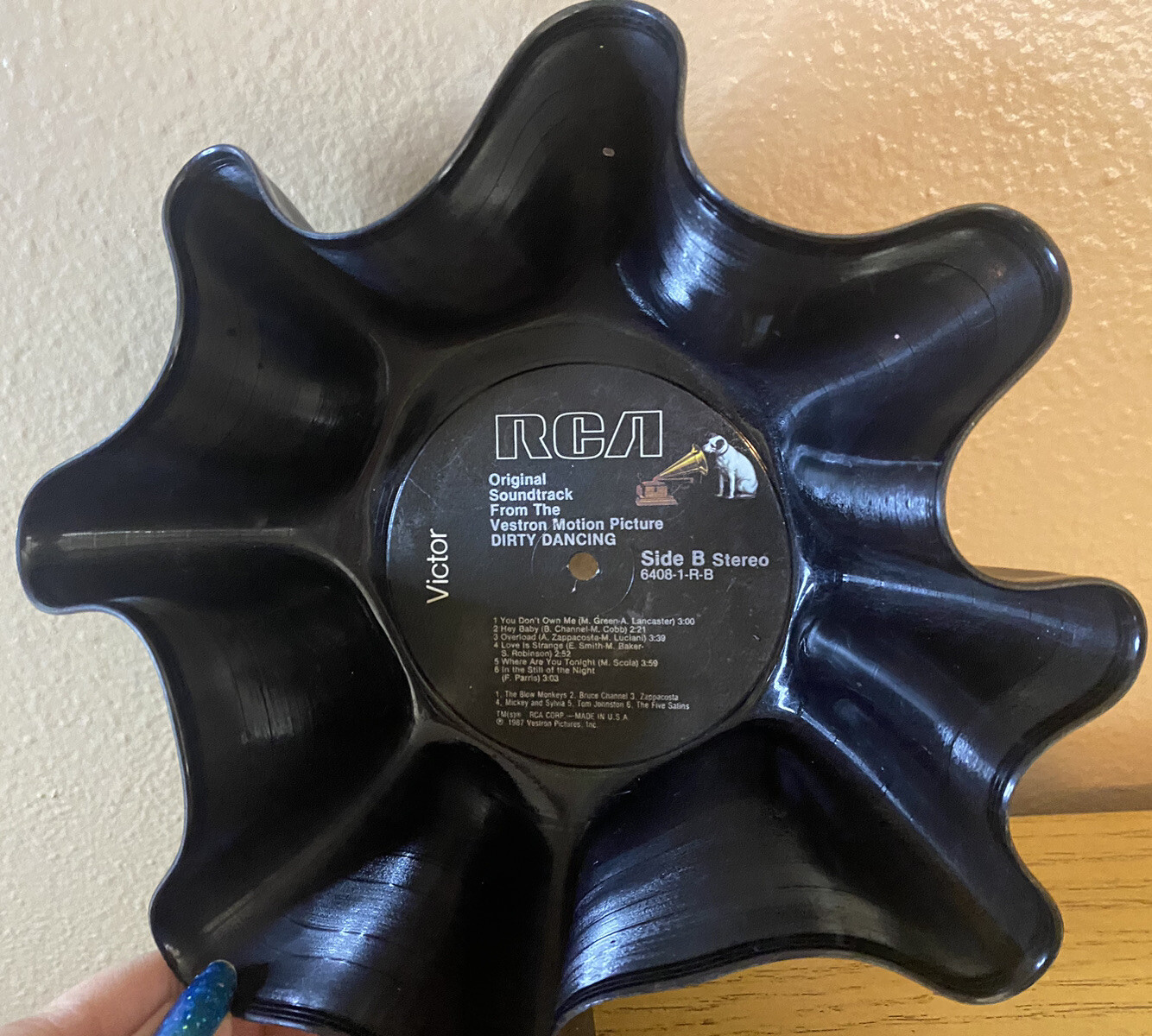Dirty Dancing Record Bowl Basket RCA Recycled Vinyl Album Dirty Dancing Record Bowl Basket RCA Recycled Vinyl Album