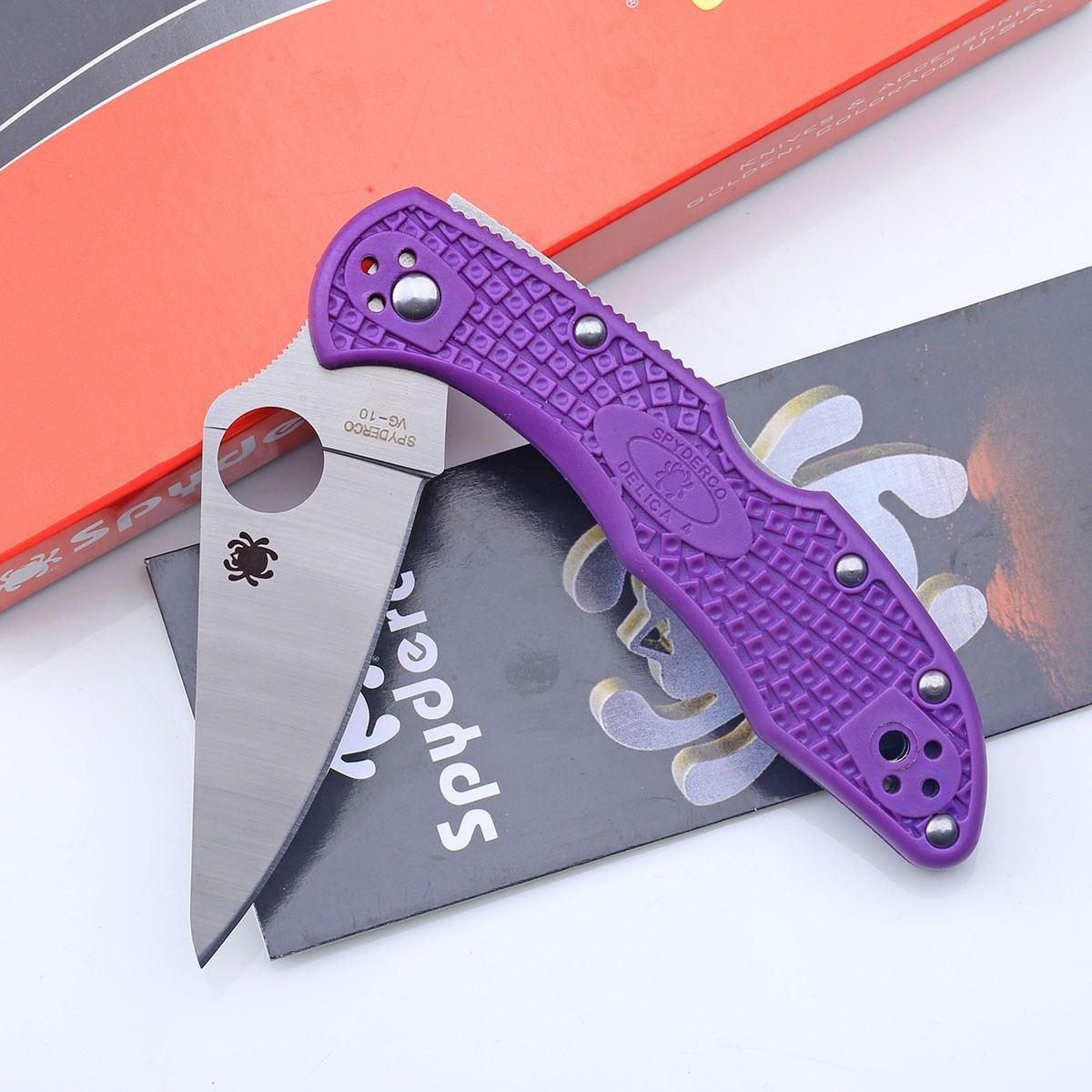 Fiberglass Nylon Purple Handle Silver Stainless Steel Plain Blade Pocket Knife Fiberglass Nylon Purple Handle Silver Stainless Steel Plain Blade Pocket Knife