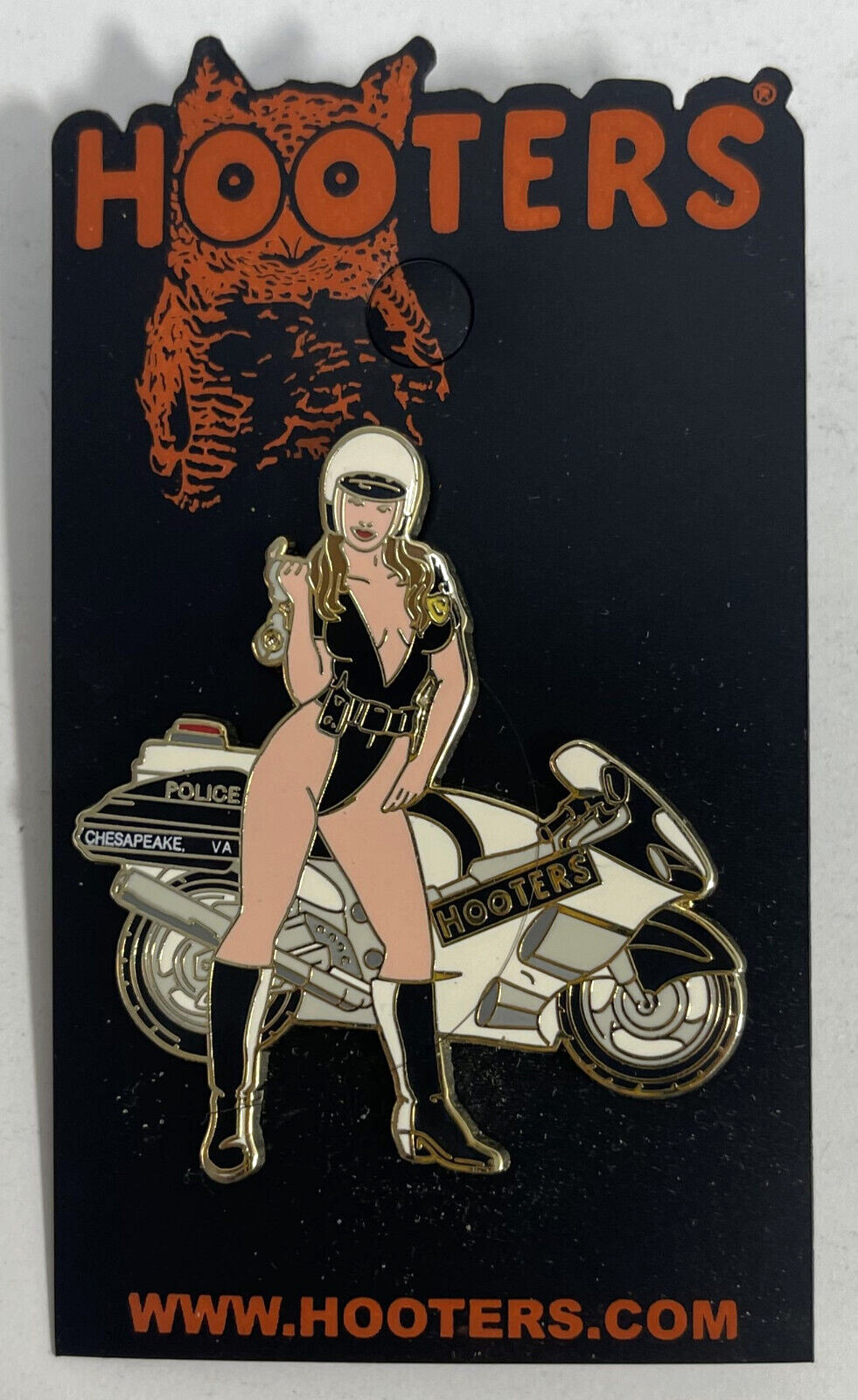 CHESAPEAKE, VA - HOOTERS SEXY POLICE OFFICER GIRL WOMAN w/ MOTORCYCLE LAPEL PIN CHESAPEAKE, VA - HOOTERS SEXY POLICE OFFICER GIRL WOMAN w/ MOTORCYCLE LAPEL PIN