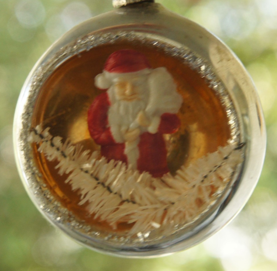  Vintage 50s Diorama Mercury Glass Christmas Ornament Mid Century Retro Holiday 
