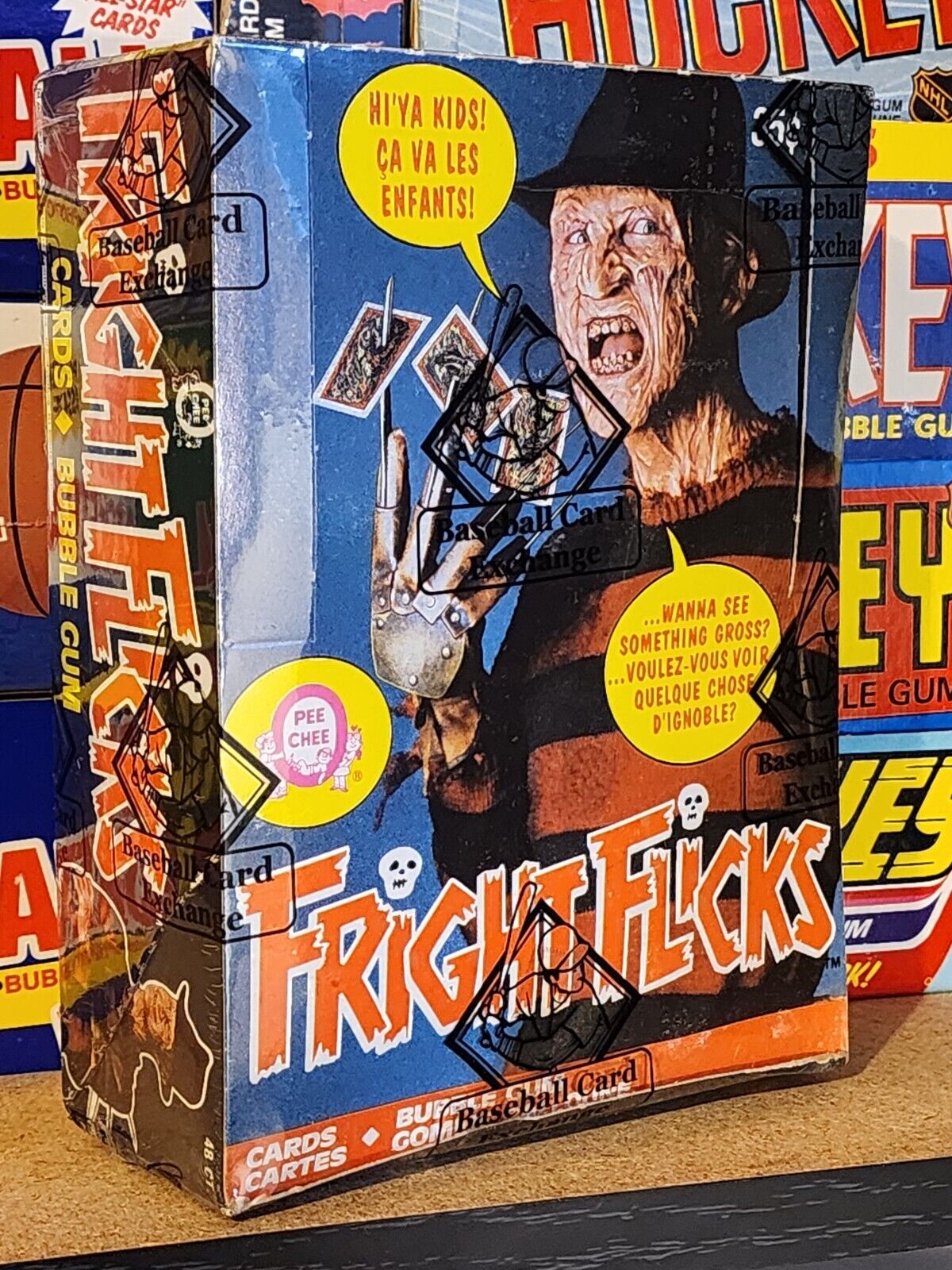 1988 OPC O-Pee-Chee Fright Flicks Cards Sealed Wax Box 48 Packs Freddy BBCE