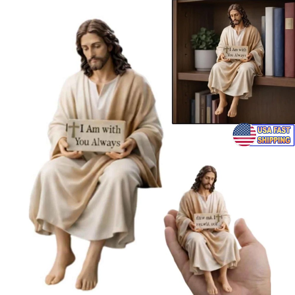Jesus Sitting Statue Sculpture Resin Craft Desk Companion Figurine Unique Party