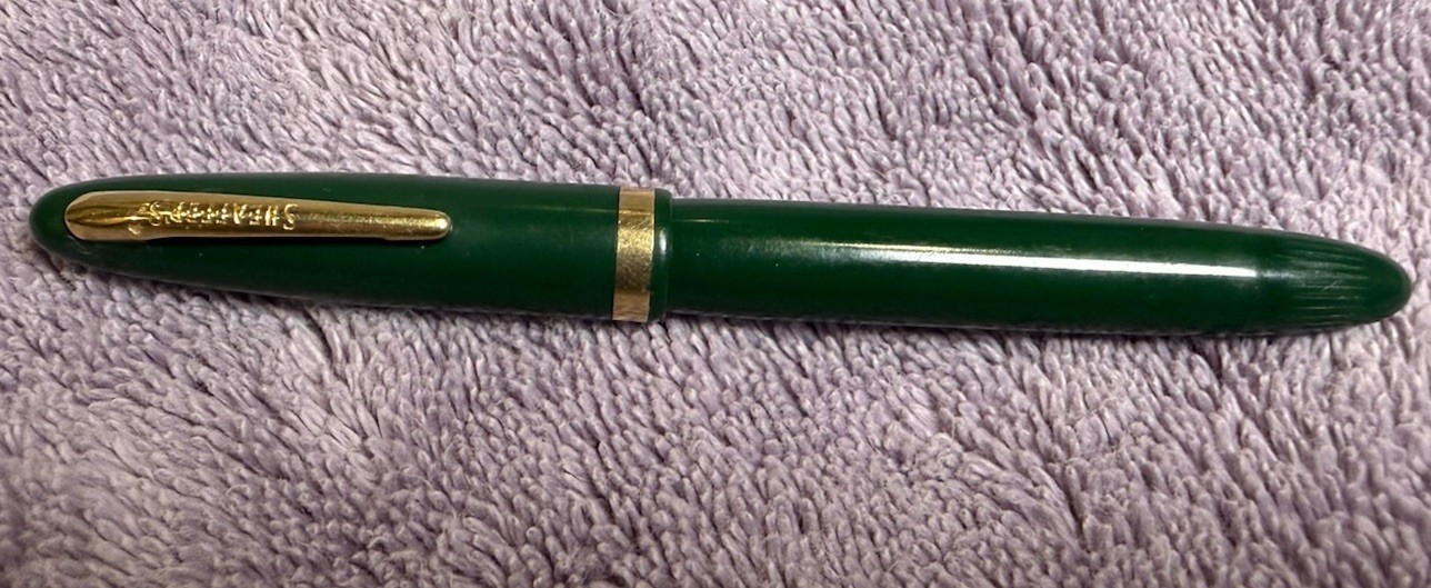 Sheaffer Fountain Pen Green 14K Gold Feather Touch Nib #5 Vintage Made in USA Sheaffer Fountain Pen Green 14K Gold Feather Touch Nib #5 Vintage Made in USA