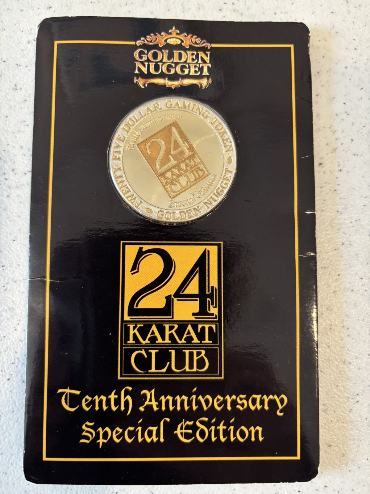 RARE 1993 $25 Golden Nugget Casino Token 10th Anniversary 24 Karat Club 2-Tone RARE 1993 $25 Golden Nugget Casino Token 10th Anniversary 24 Karat Club 2-Tone