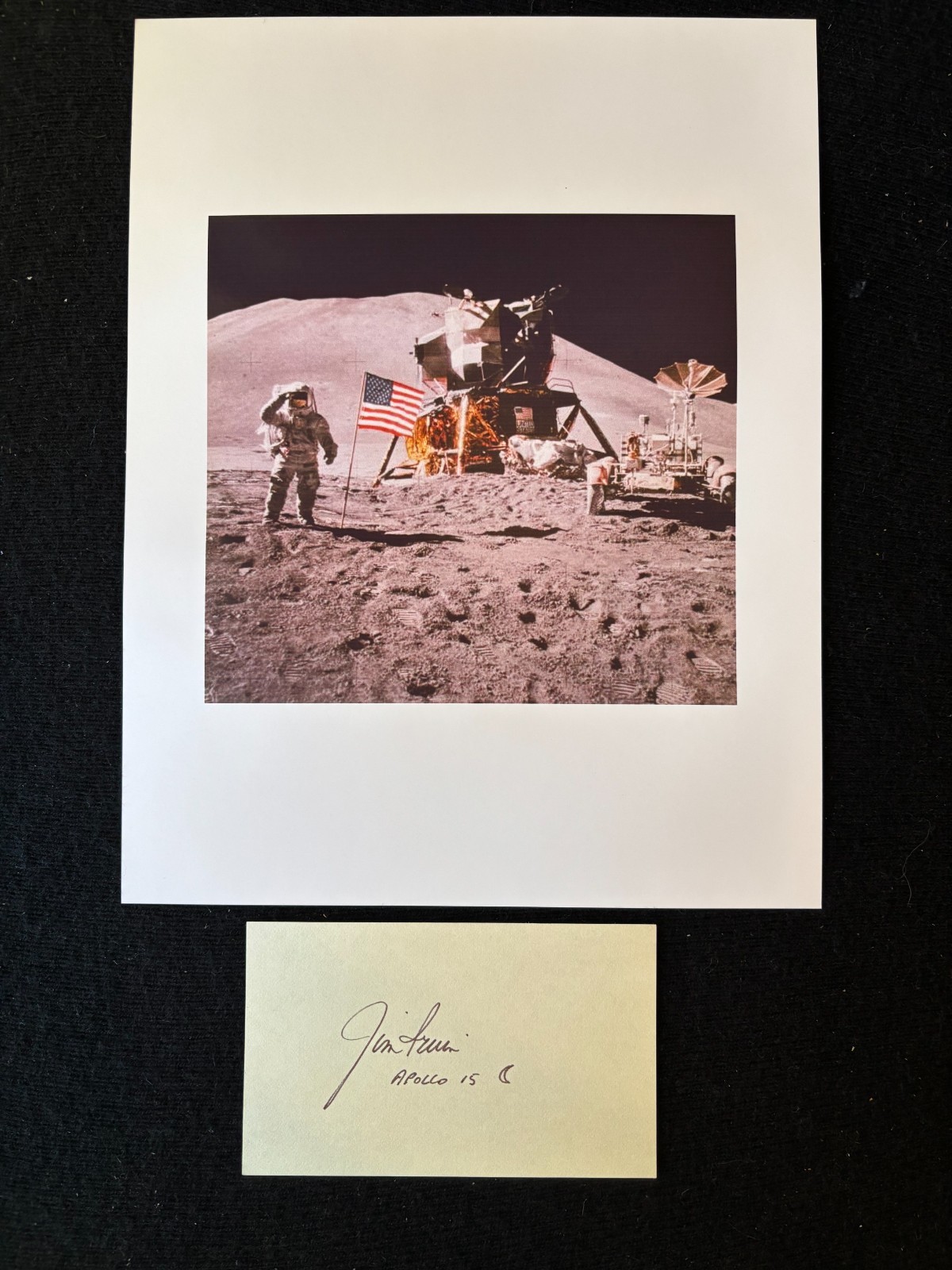 JIM IRWIN APOLLO 15 NASA Astronaut Vintage Signed 3x5 With Iconic Moon Photo