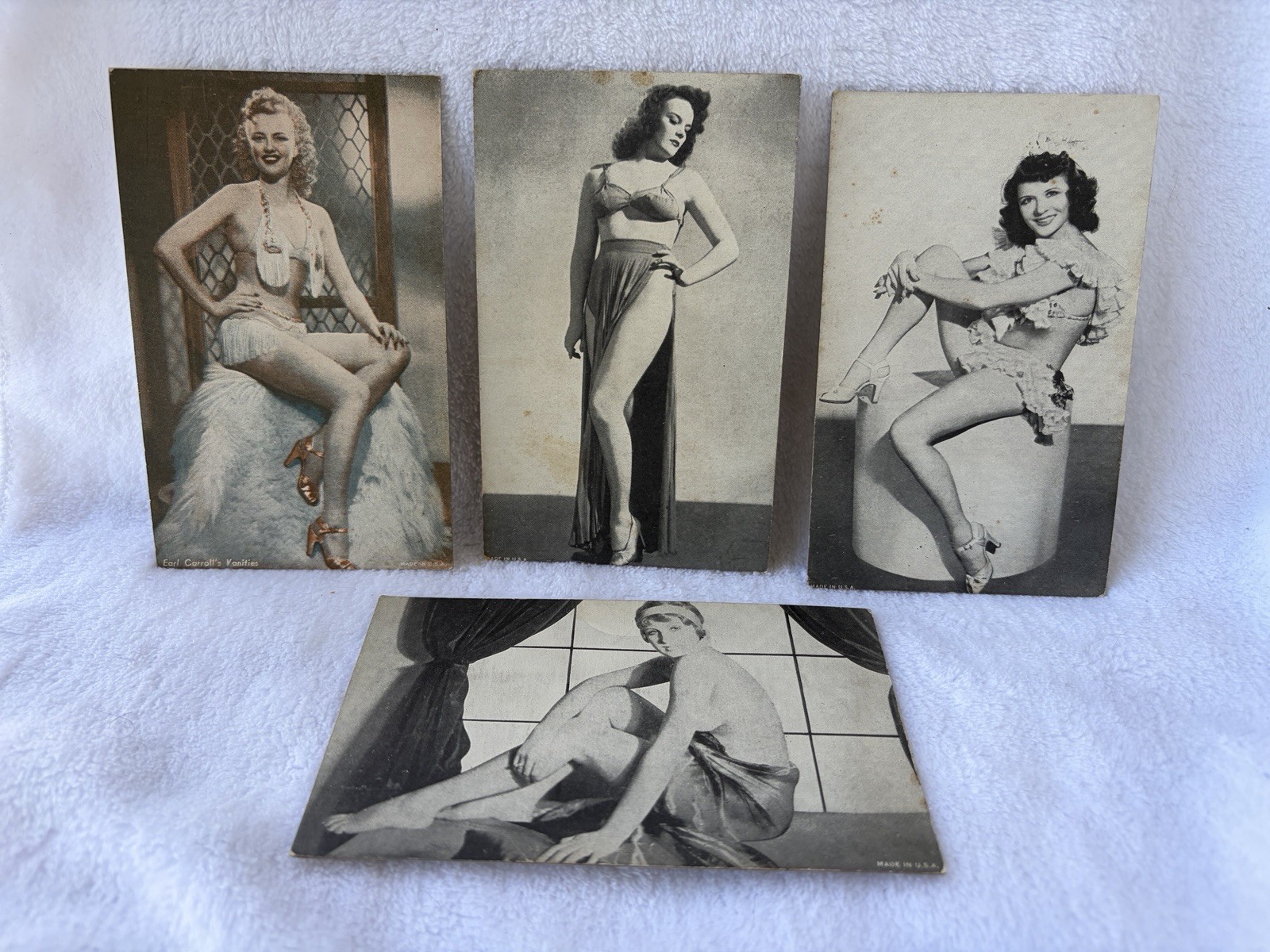 Vtg 1940s 1950s Pinup Exhibit Cards Lot 4 Earl Carroll Vanities Arcade Ephemera