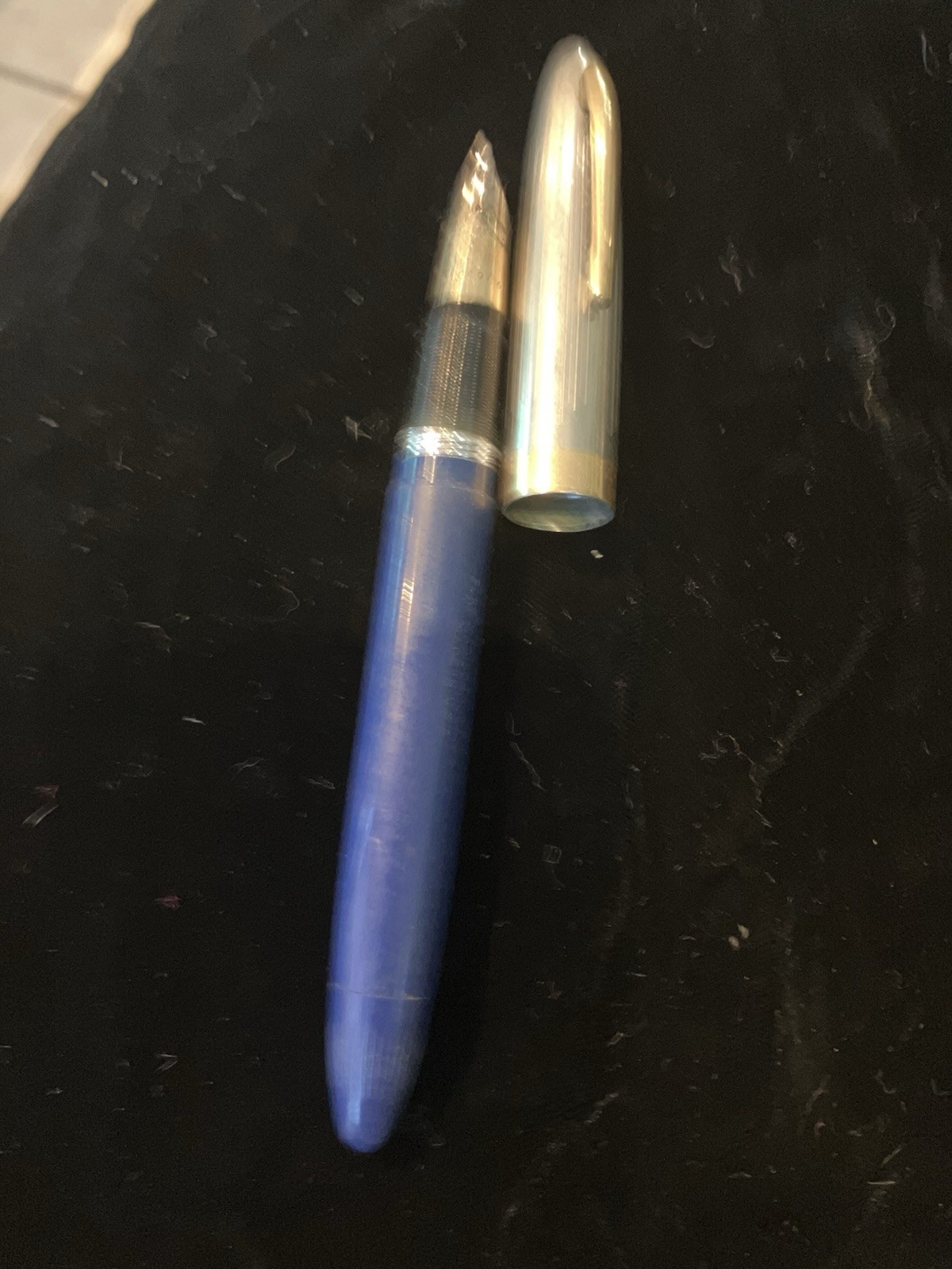 Sheaffer Sentinel Snorkel Blue 14K Gold Silver Vintage Pen Needs Ink & Work Sheaffer Sentinel Snorkel Blue 14K Gold Silver Vintage Pen Needs Ink & Work