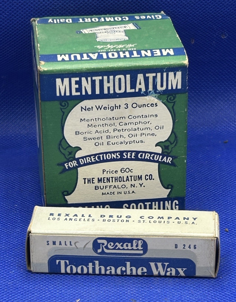 Vintage 1930\'s Mentholatum & REXALL TOOTHACHE Medicine - Sealed Never Opened LOT Vintage 1930\'s Mentholatum & REXALL TOOTHACHE Medicine - Sealed Never Opened LOT