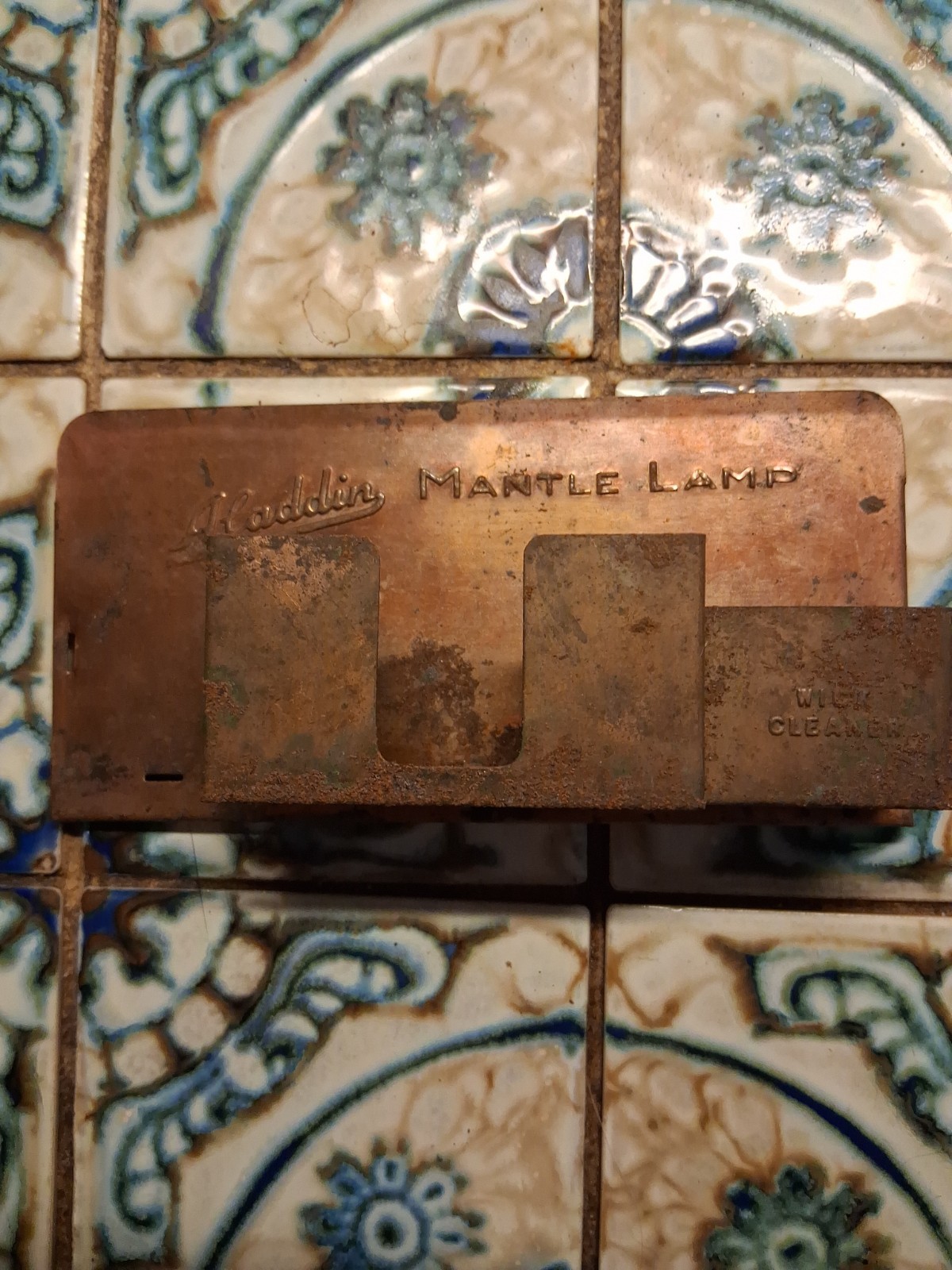 Antique Aladdin Mantle Lamp Copper Wall Match & Wick Holder Missing 2 Parts Antique Aladdin Mantle Lamp Copper Wall Match & Wick Holder Missing 2 Parts