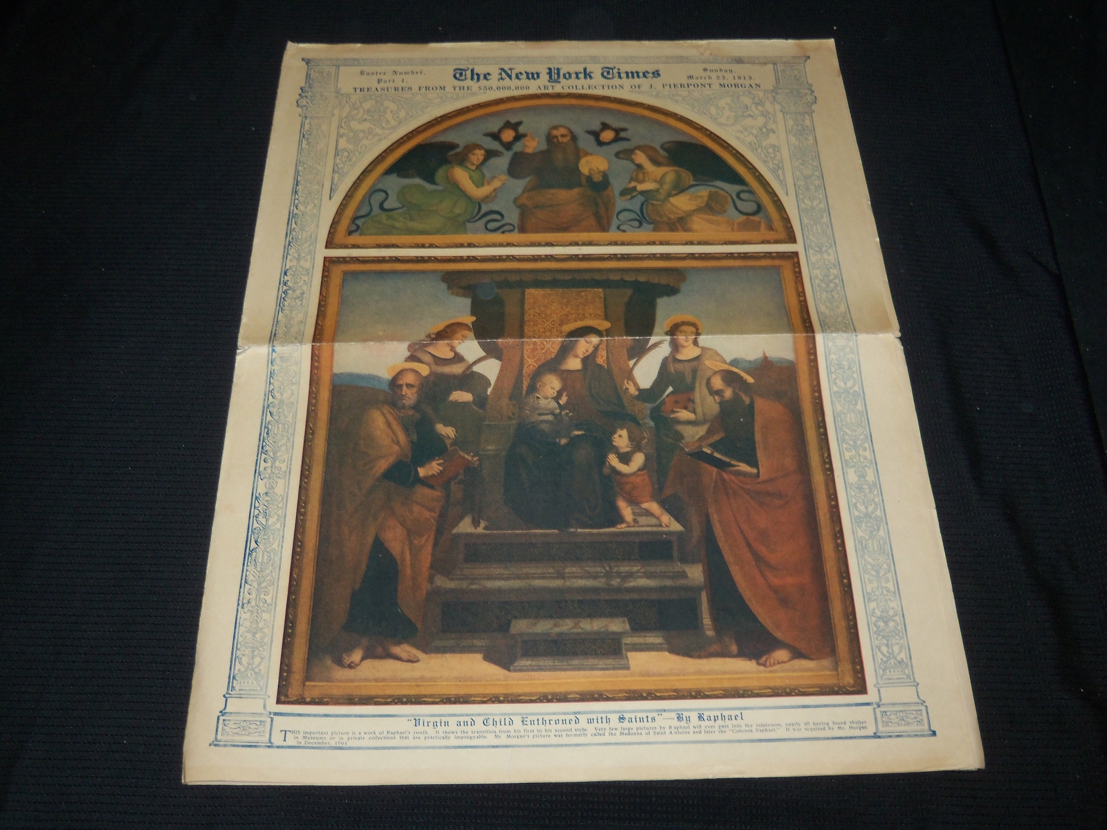 1913 MARCH 23 NEW YORK TIMES EASTER NUMBER SECTION - J. P. MORGAN ART - NP 5620 1913 MARCH 23 NEW YORK TIMES EASTER NUMBER SECTION - J. P. MORGAN ART - NP 5620