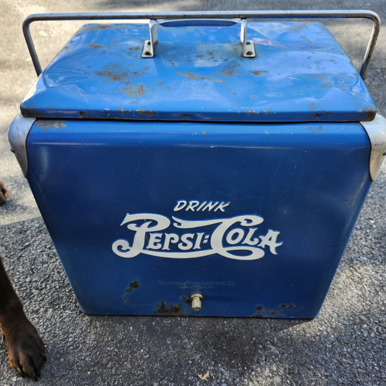 Vintage Drink Pepsi Cola Embossed Metal Cooler with Bottle Opener Blue 