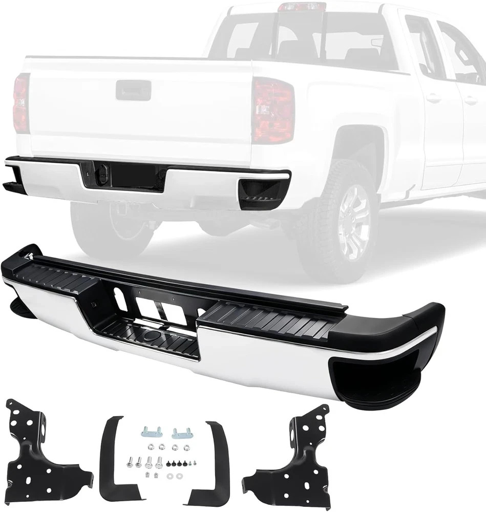 Rear Step Bumper Assembly without Parking Aid Sensors Hole Replacement for Chevy Rear Step Bumper Assembly without Parking Aid Sensors Hole Replacement for Chevy