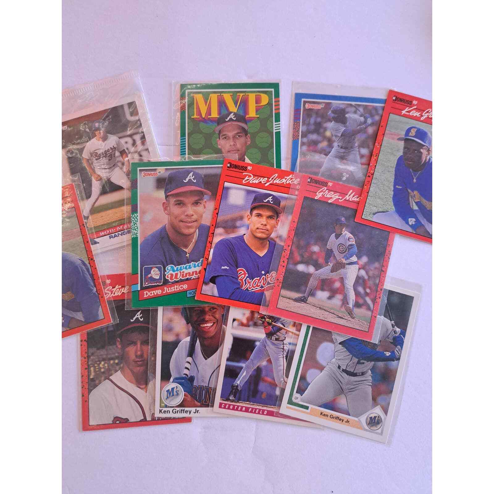 DonRuss 1990 BaseBall cards Lot 12 Cards Great Condition Braves MVP Dave Justice
