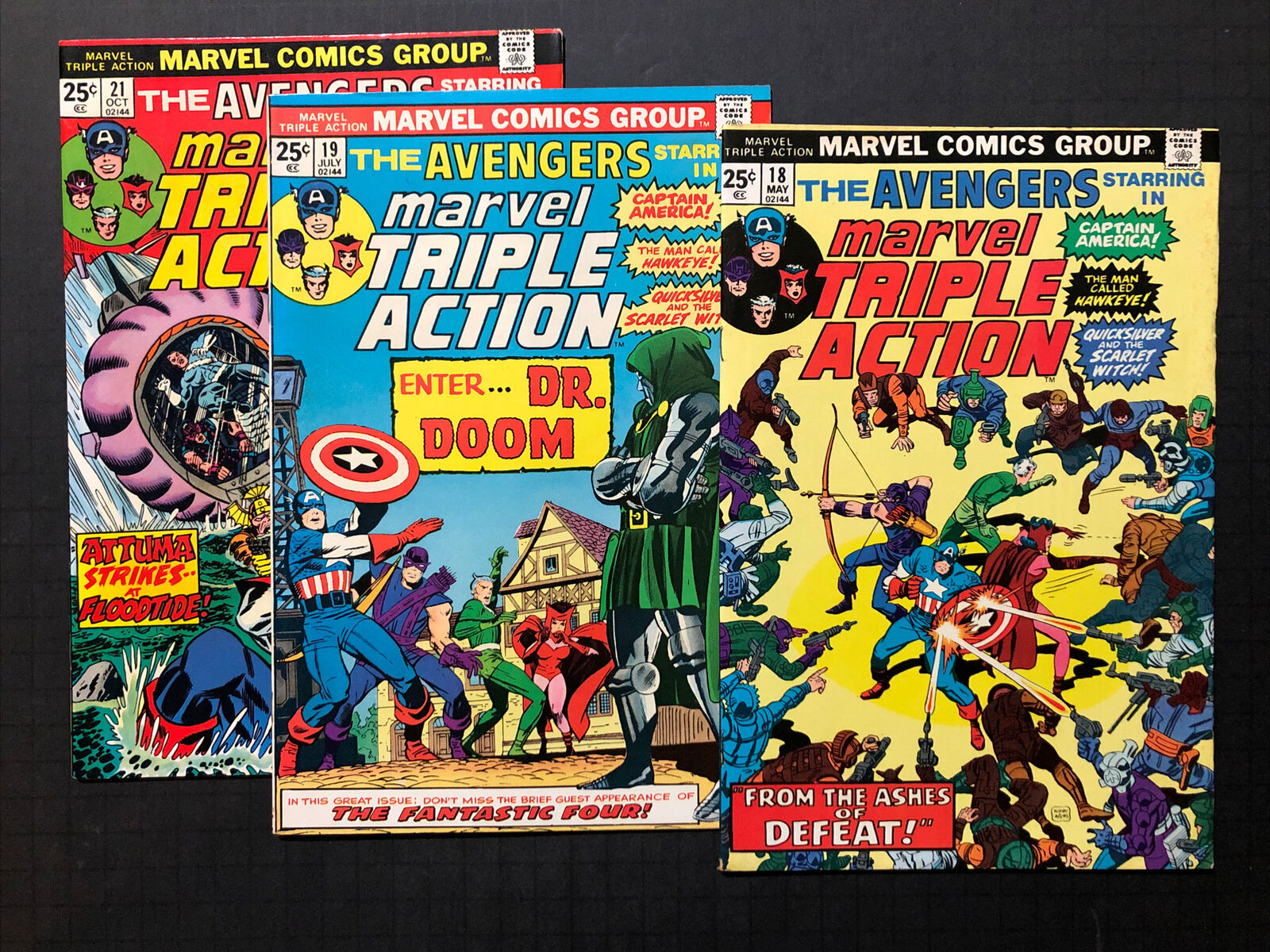 Marvel Triple Action 18, 19, 21 UPPER MID / HIGH GRADE - AVENGERS COMIC LOT - G