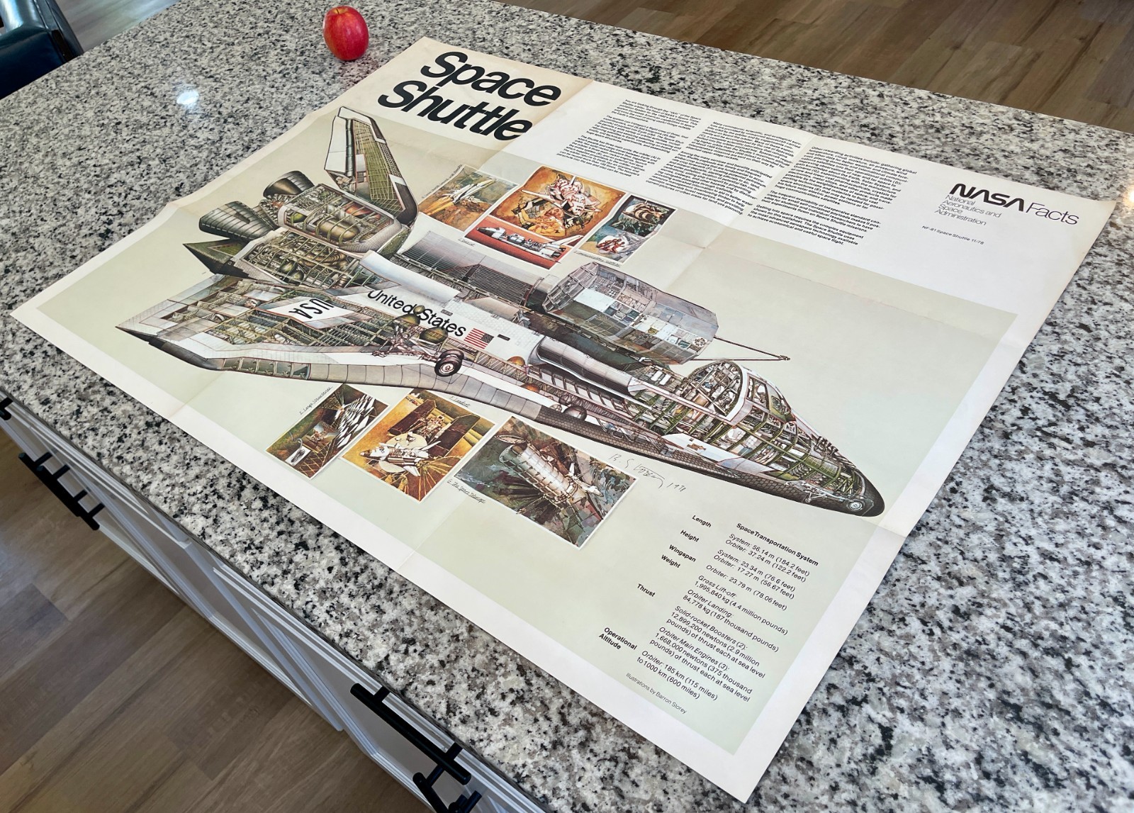 HUGE - Vintage NASA Space Shuttle Print 1978 - 42 HUGE - Vintage NASA Space Shuttle Print 1978 - 42