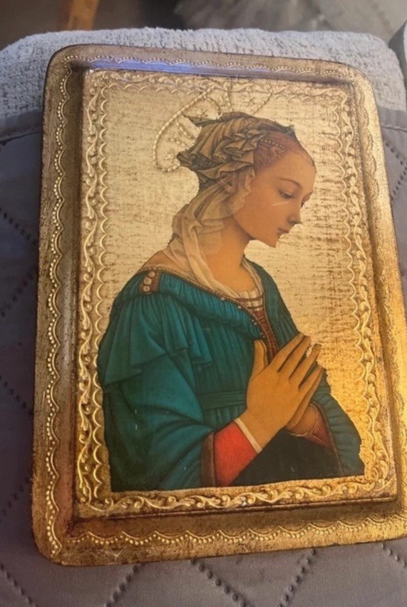 Vintage Italian Florentine Madonna Wood Gilt 8x5.5” Vintage Italian Florentine Madonna Wood Gilt 8x5.5”