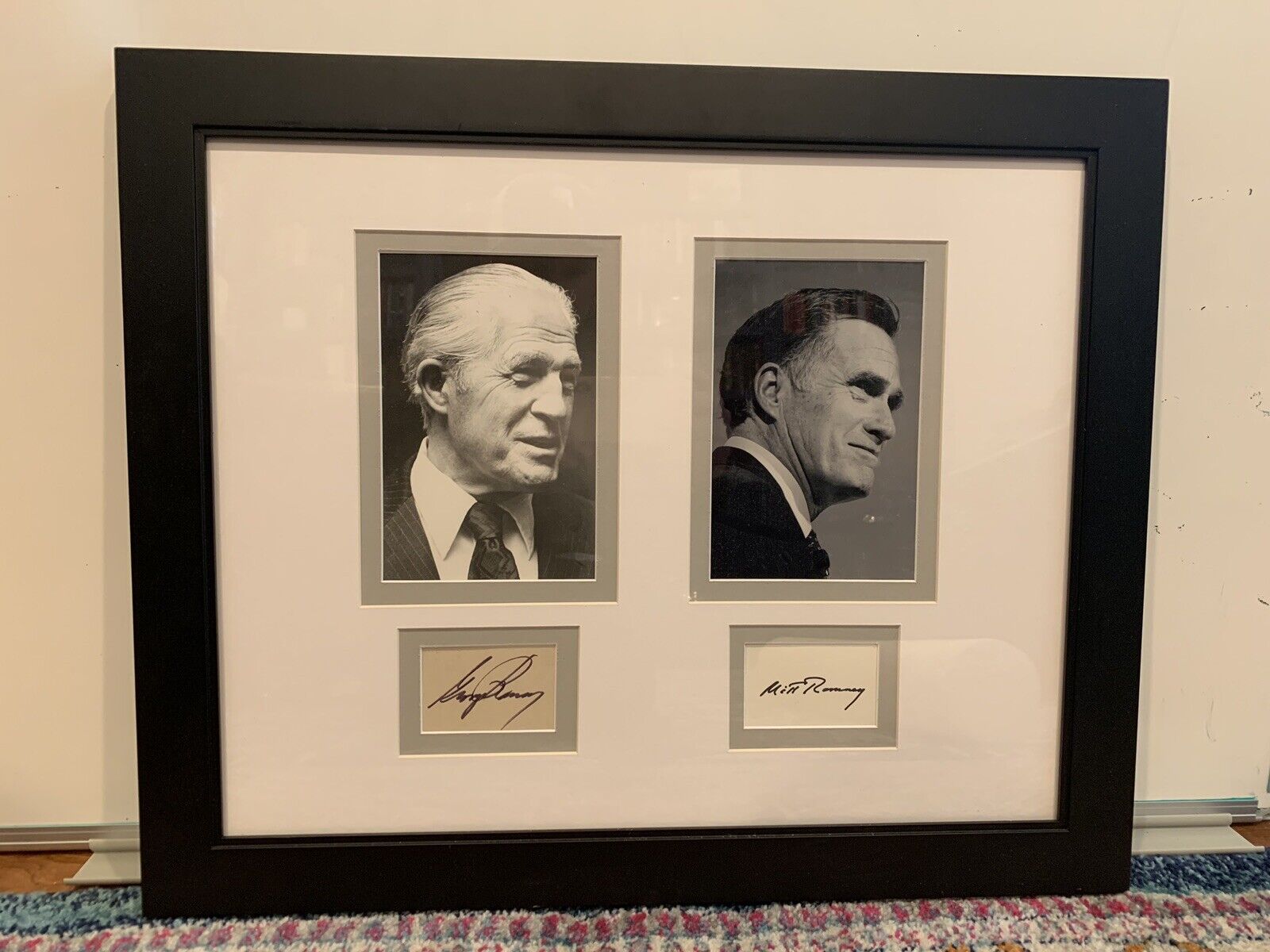 Mitt & George Romney Framed Photo & SIGNED Lds Mormon Governors Senator Utah SLC