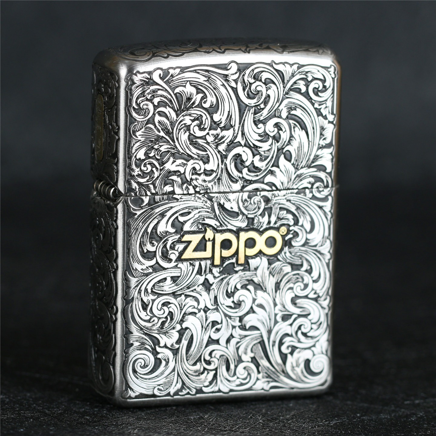 Tang Grass Engraved Silver Zippo Limited Heavy Armor Deep Engraved