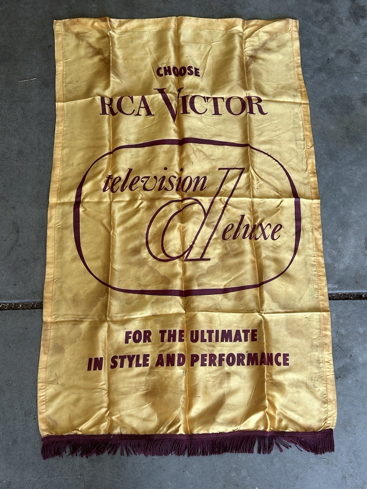VTG Rare RCA Victor Television Deluxe Banner 1950’s Advertising Promotional VTG Rare RCA Victor Television Deluxe Banner 1950’s Advertising Promotional