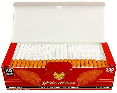 Golden Harvest RED Cigarette Filter Tubes - King Size 200ct Per Box [5-Boxes]