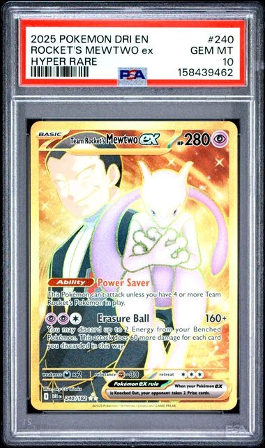 PSA 10 2025 POKEMON DRI EN-DESTINED RIVALS #240 ROCKET'S MEWTWO ex HYPER RARE PSA 10 2025 POKEMON DRI EN-DESTINED RIVALS #240 ROCKET'S MEWTWO ex HYPER RARE