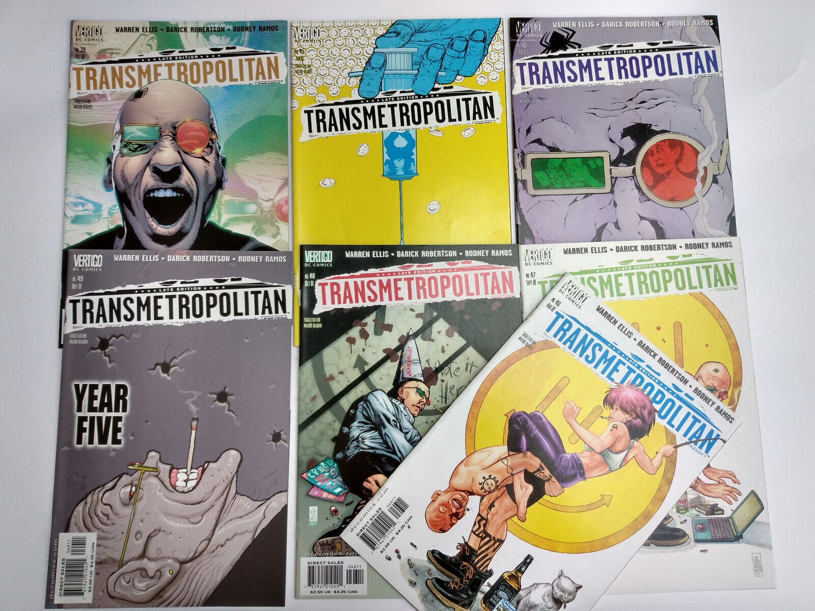 Transmetropolitan Comics Lot Cyberpunk Sci Fi Dystopian 39 40 45 46 47 48 49