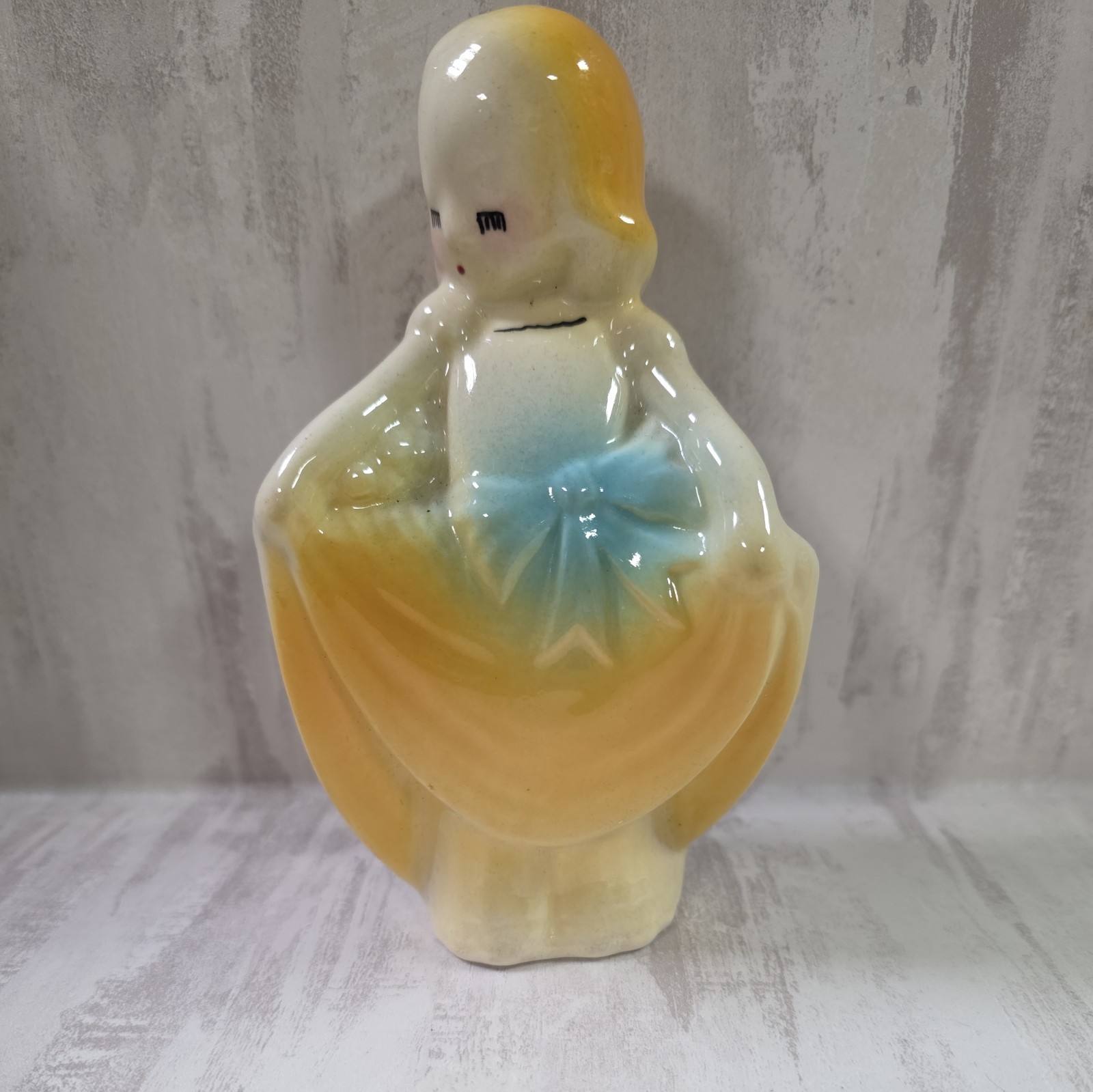 Vintage Curtsies Girl Planter Possibly Shawnee McCoy Ceramic 6.5