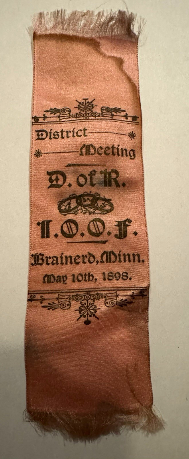 Antique Pink Silk/Fabric Daughters of Rebekah D of R, aux branch of I.O.O.F. Antique Pink Silk/Fabric Daughters of Rebekah D of R, aux branch of I.O.O.F.