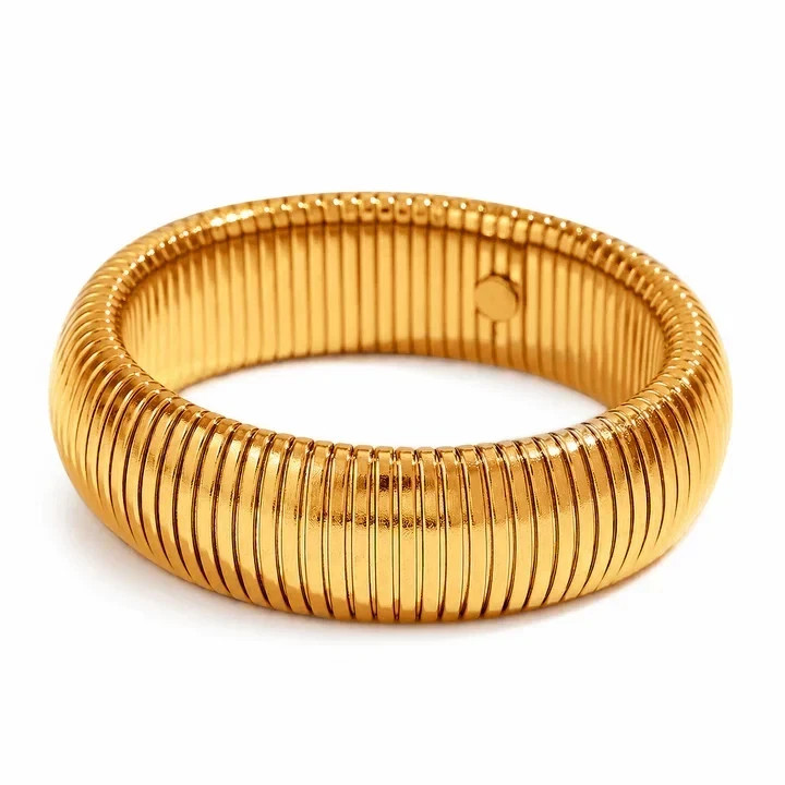 Bold Statement Comfortable Fit Coil Bangle Bracelet In 14k yellow Gold Plated 7'