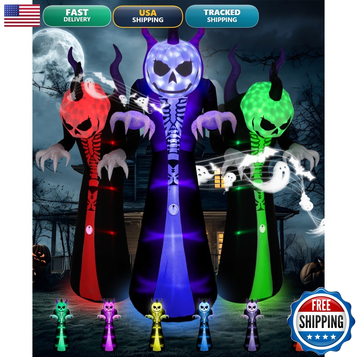 Elegear 10FT Grim Reaper Halloween Inflatable Motion-Activated Scream