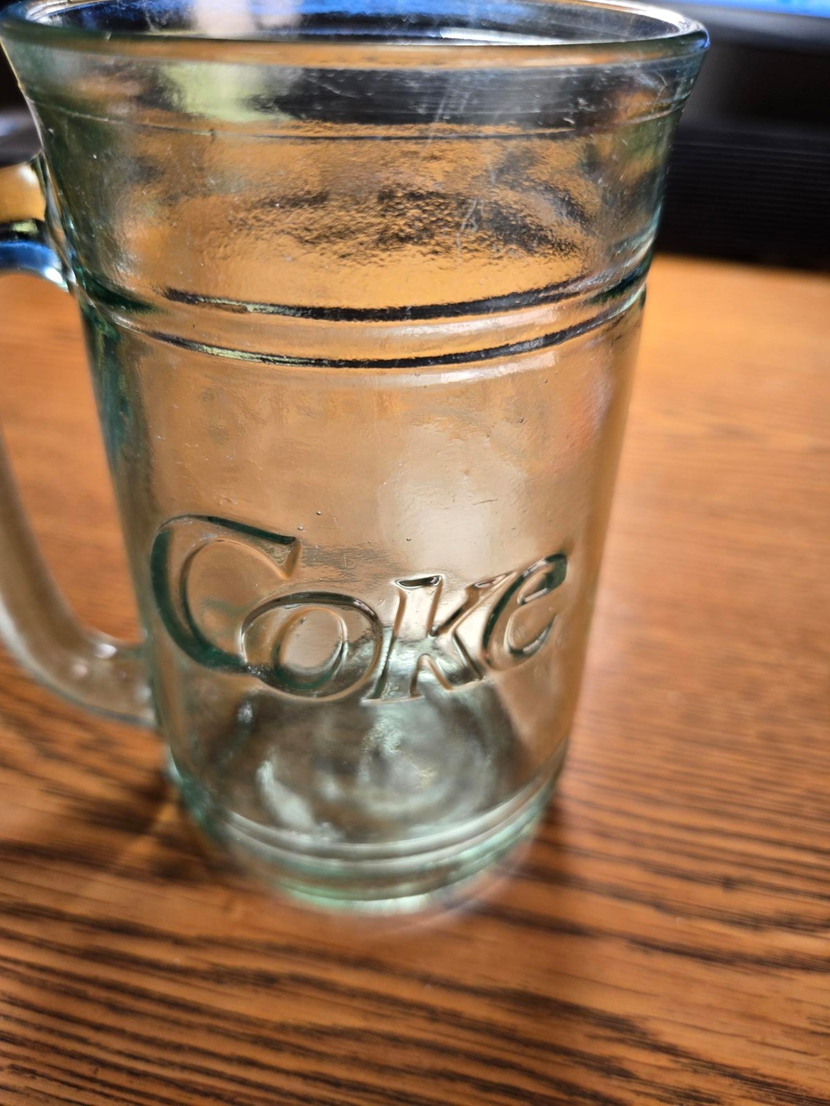 Vintage Coca-Cola Green Glass Mug Stein Heavy Embossed Coke Logo 16oz Vintage Coca-Cola Green Glass Mug Stein Heavy Embossed Coke Logo 16oz
