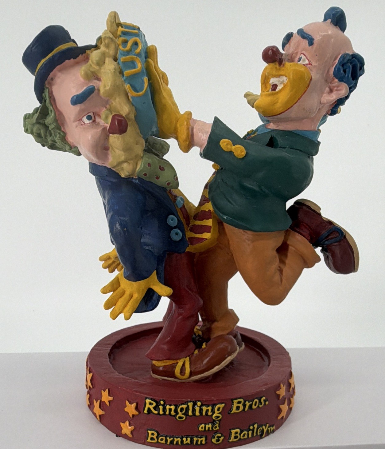 Vintage 1997 Ringling Bros Barnum & Bailey Clown Custard Pie Fight Resin Vintage 1997 Ringling Bros Barnum & Bailey Clown Custard Pie Fight Resin