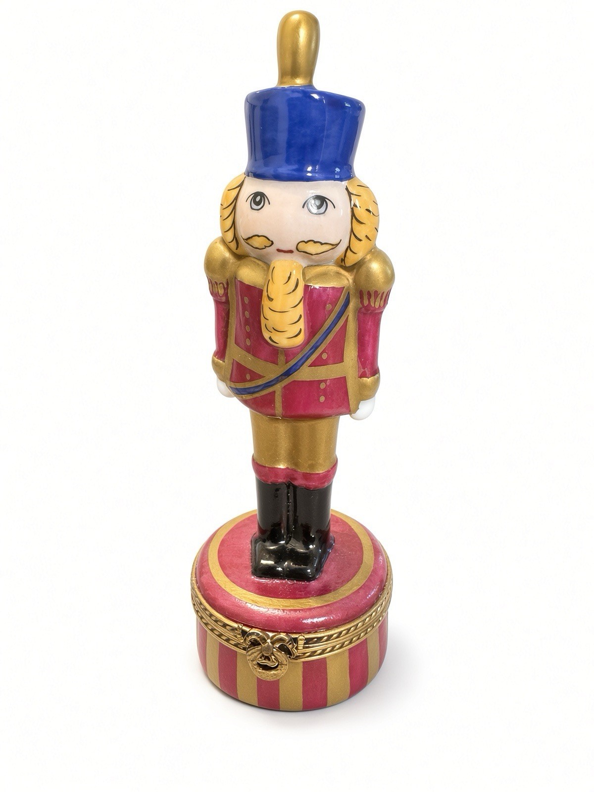 NWOB ^RARE^ ROCHARD Limoges Holiday XMAS “Burgundy Nutcracker” Box Peint Main