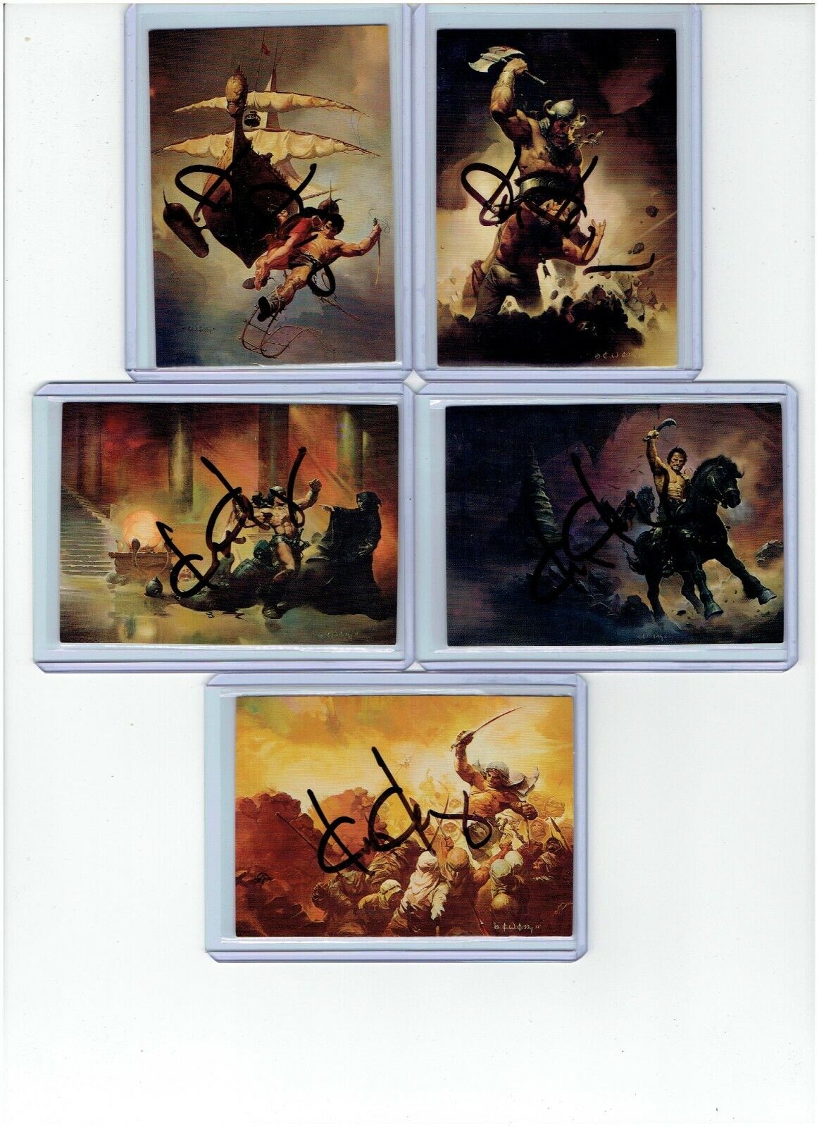 Ken Kelly Signed Series 1 Fantasy Art Trading Cards #71 - #75 1992 FPG