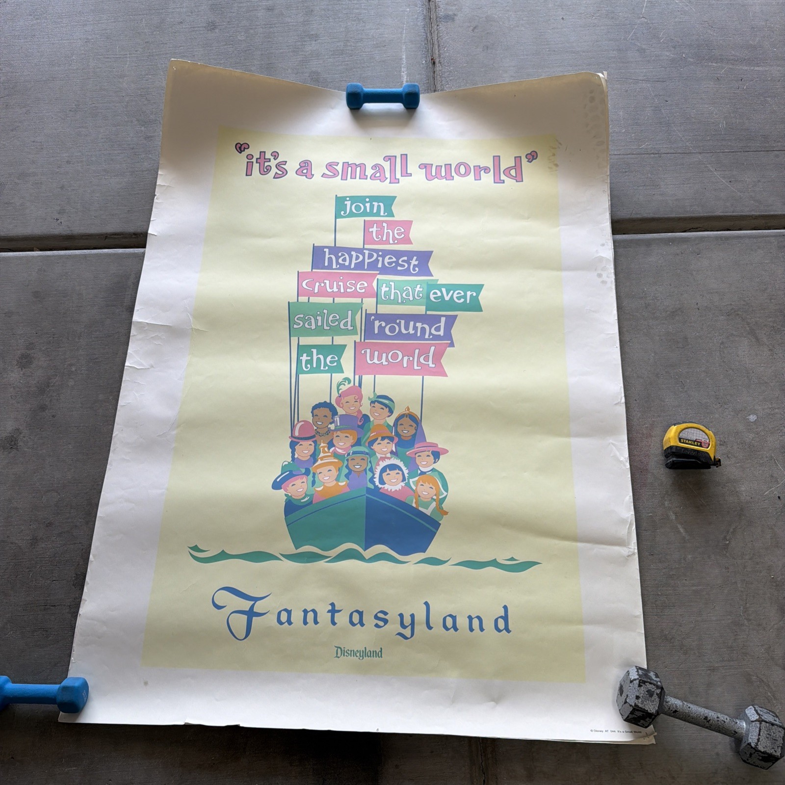 Vtg Walt Disney Fantasyland It's A Small World Attraction Poster 50” x 36” Huge Vtg Walt Disney Fantasyland It's A Small World Attraction Poster 50” x 36” Huge