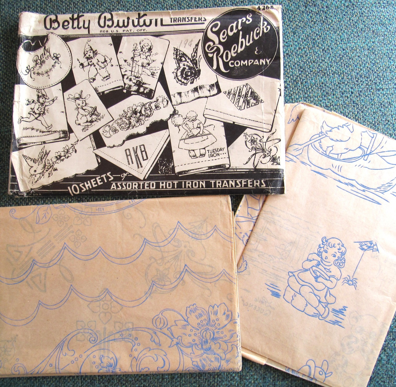 WOW Vintage Betty Burton Embroidery Transfer Pattern ASSORTMENT 10 Orig Sheets WOW Vintage Betty Burton Embroidery Transfer Pattern ASSORTMENT 10 Orig Sheets