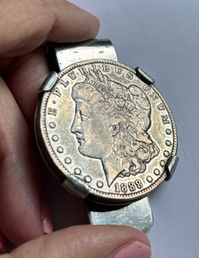 Vintage 1888 Morgan Silver Dollar Money Clip with Pepsi Cola Company Bottle Cap Vintage 1888 Morgan Silver Dollar Money Clip with Pepsi Cola Company Bottle Cap