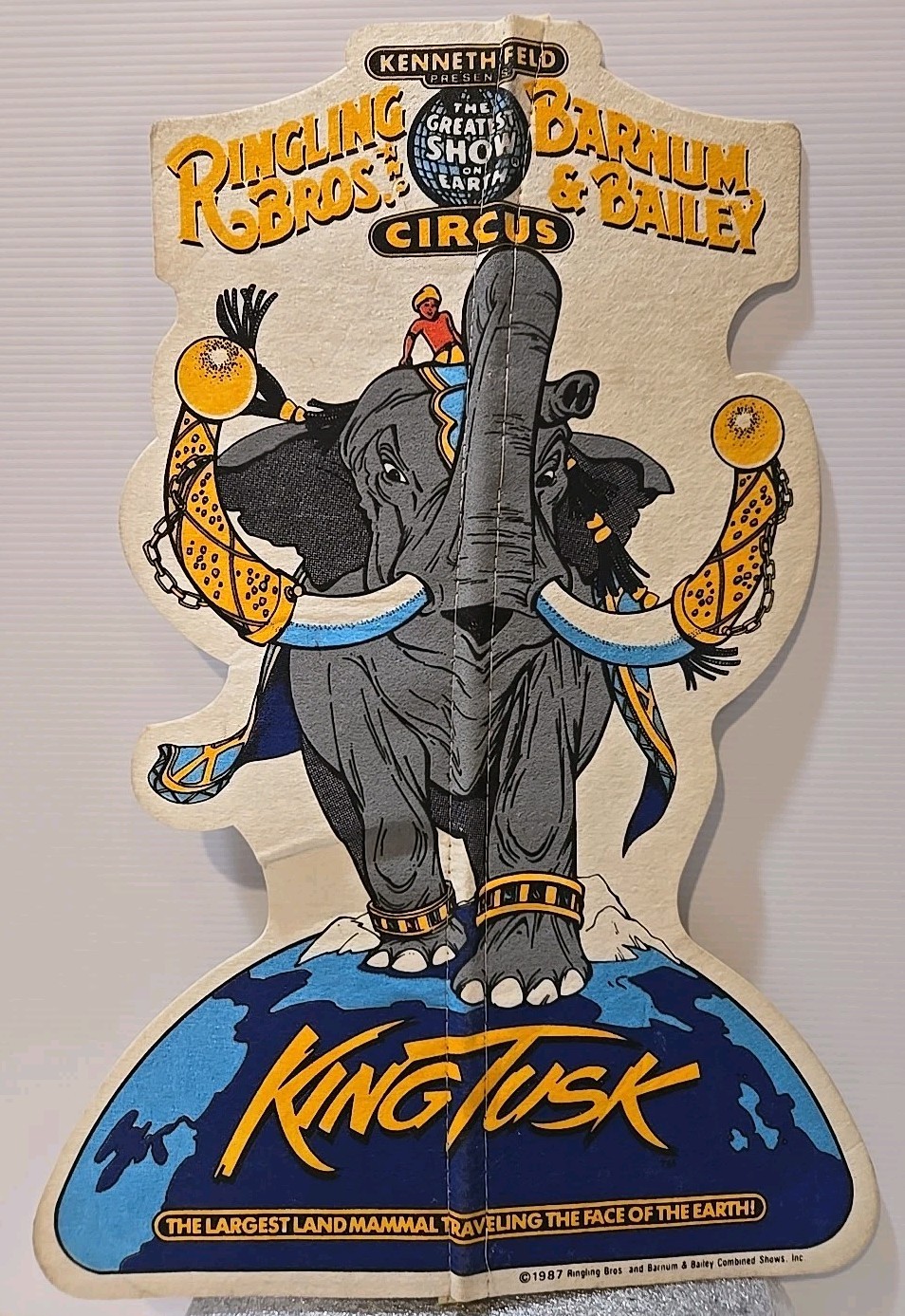 Vintage 1987 Ringling Bros Barnum Bailey Circus KING TUSK Felt Pennant ~18 Vintage 1987 Ringling Bros Barnum Bailey Circus KING TUSK Felt Pennant ~18