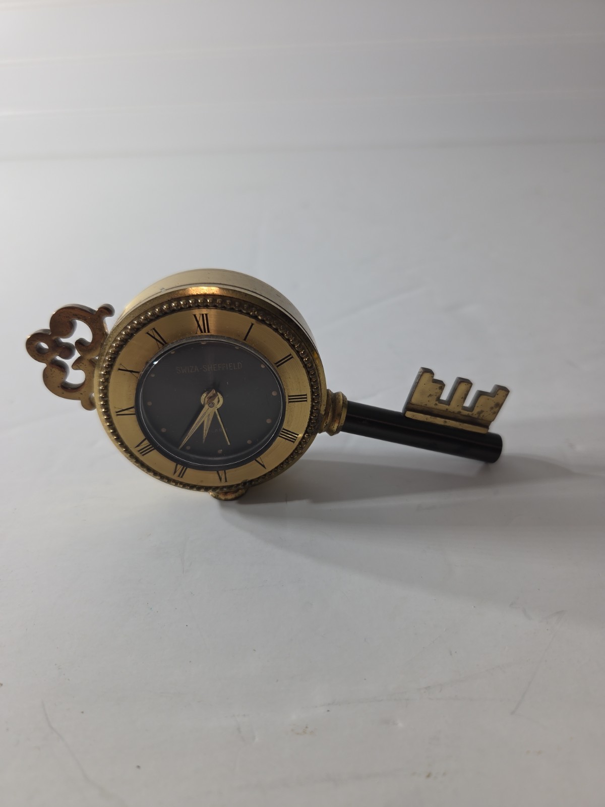 Vintage Swiza Sheffield Alarm Clock Shaped Like Key Works Vintage Swiza Sheffield Alarm Clock Shaped Like Key Works