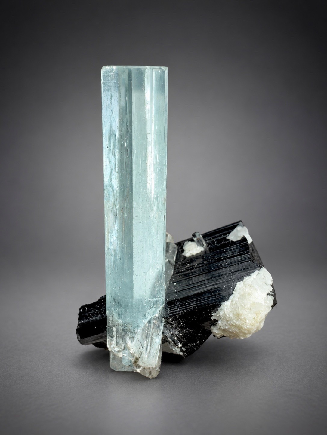 Natural Aquamarine Crystal With Schorl From Skardu, Pakistan Natural Aquamarine Crystal With Schorl From Skardu, Pakistan