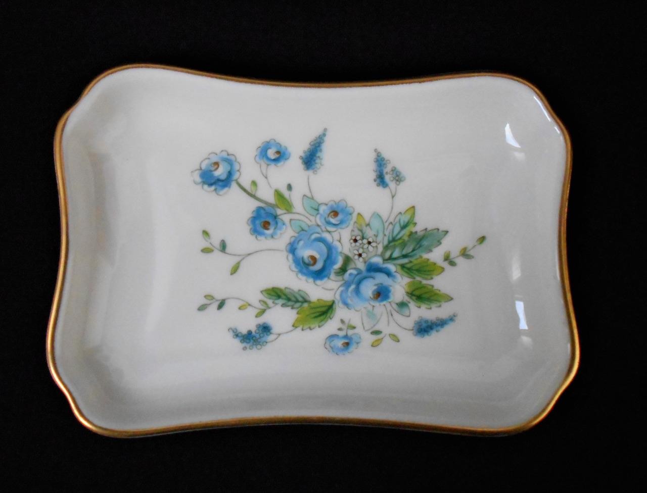 Vintage Coalport Blue Roses Bone China Pin Dish 4