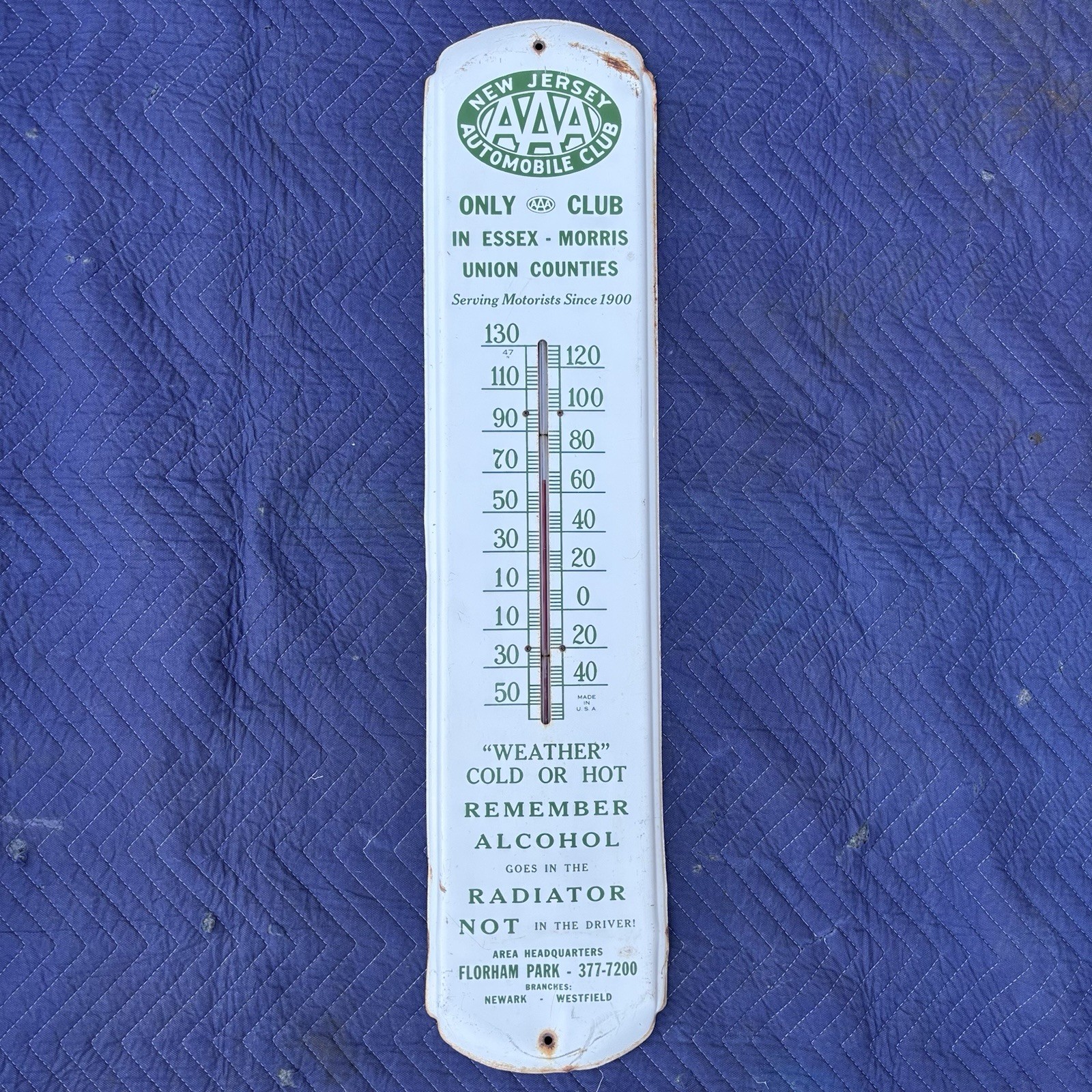 Large 36” Vintage AAA New Jersey NJ Automobile Club Metal Thermometer Sign Large 36” Vintage AAA New Jersey NJ Automobile Club Metal Thermometer Sign