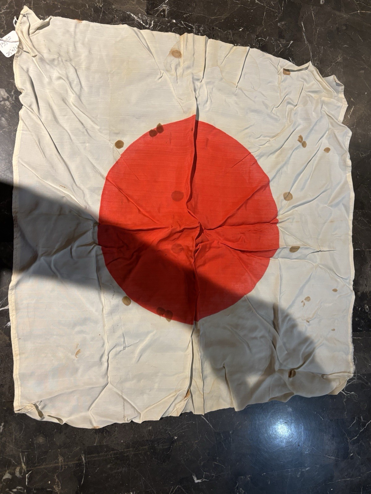 Original Ww2 Japanese Pacific Theater Captured Blood Stained Flag 25x26 Original Ww2 Japanese Pacific Theater Captured Blood Stained Flag 25x26