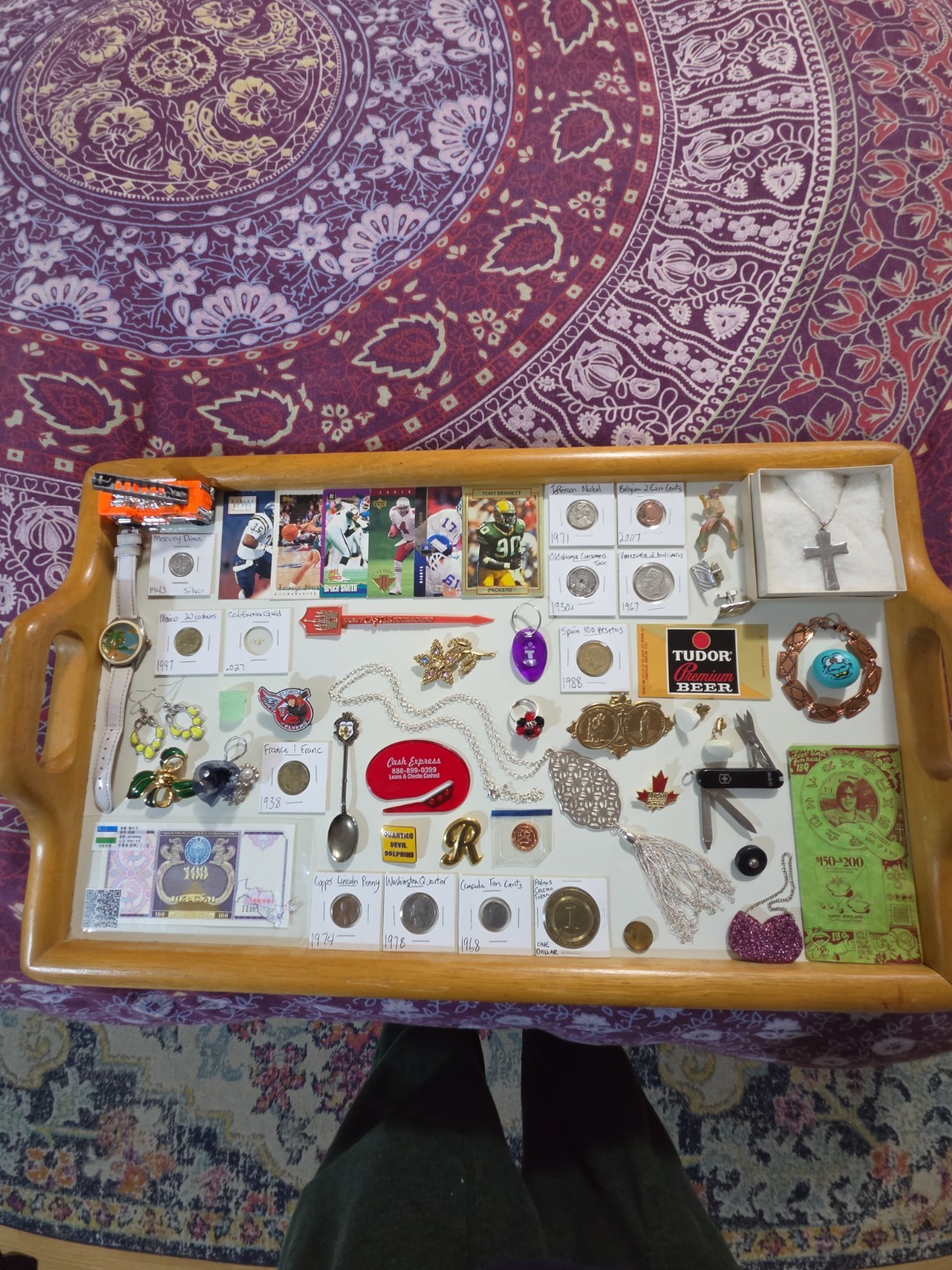 Vintage Collectible Junk Drawer With Gold And Silver