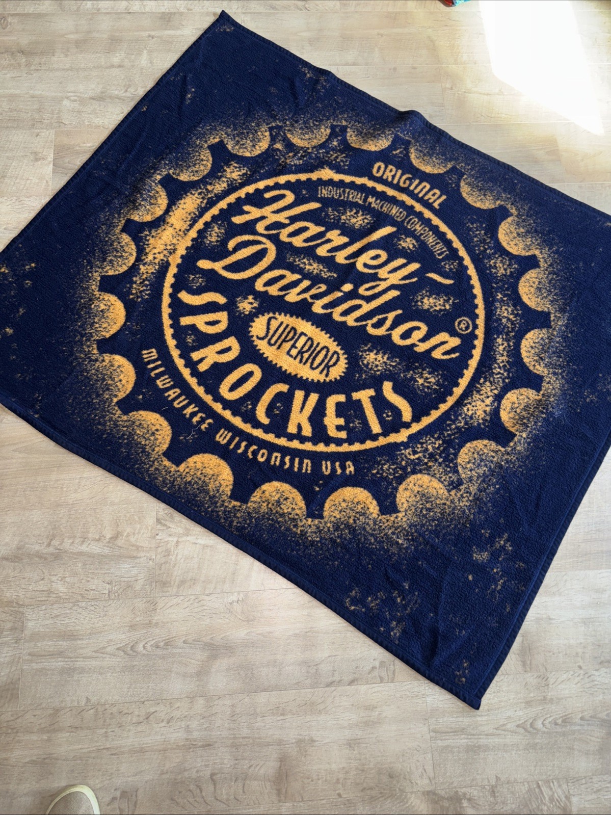 Harley Davidson Biederlack Fleece Throw Blanket Motorcycle RARE Design Vintage Harley Davidson Biederlack Fleece Throw Blanket Motorcycle RARE Design Vintage