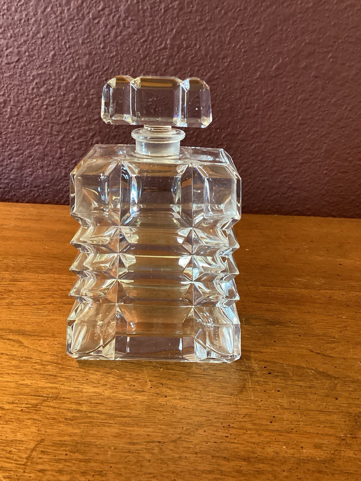 Vintage Art Deco Style Geometric Faceted Clear Crystal Perfume Bottle 200cc Vintage Art Deco Style Geometric Faceted Clear Crystal Perfume Bottle 200cc