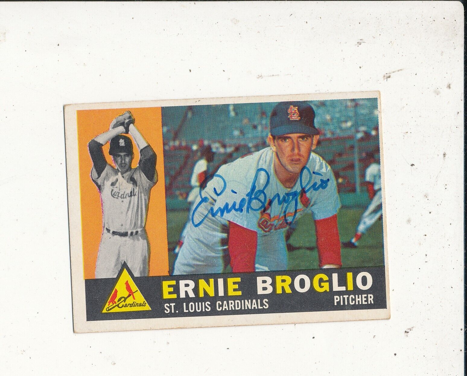 Ernie Broglio Cardinals #16 Signed 1960 Topps Card 