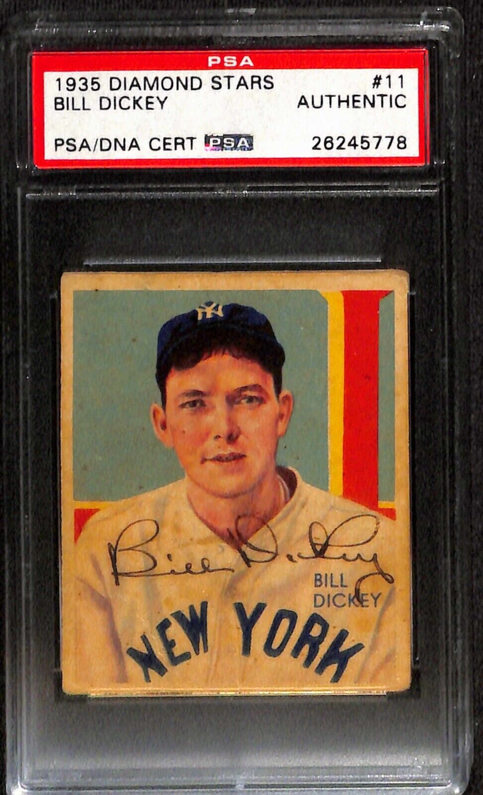 Bill Dickey AUTOGRAPHED 1935-36 Diamond Stars #11 Yankees HOF AUTO PSA/DNA