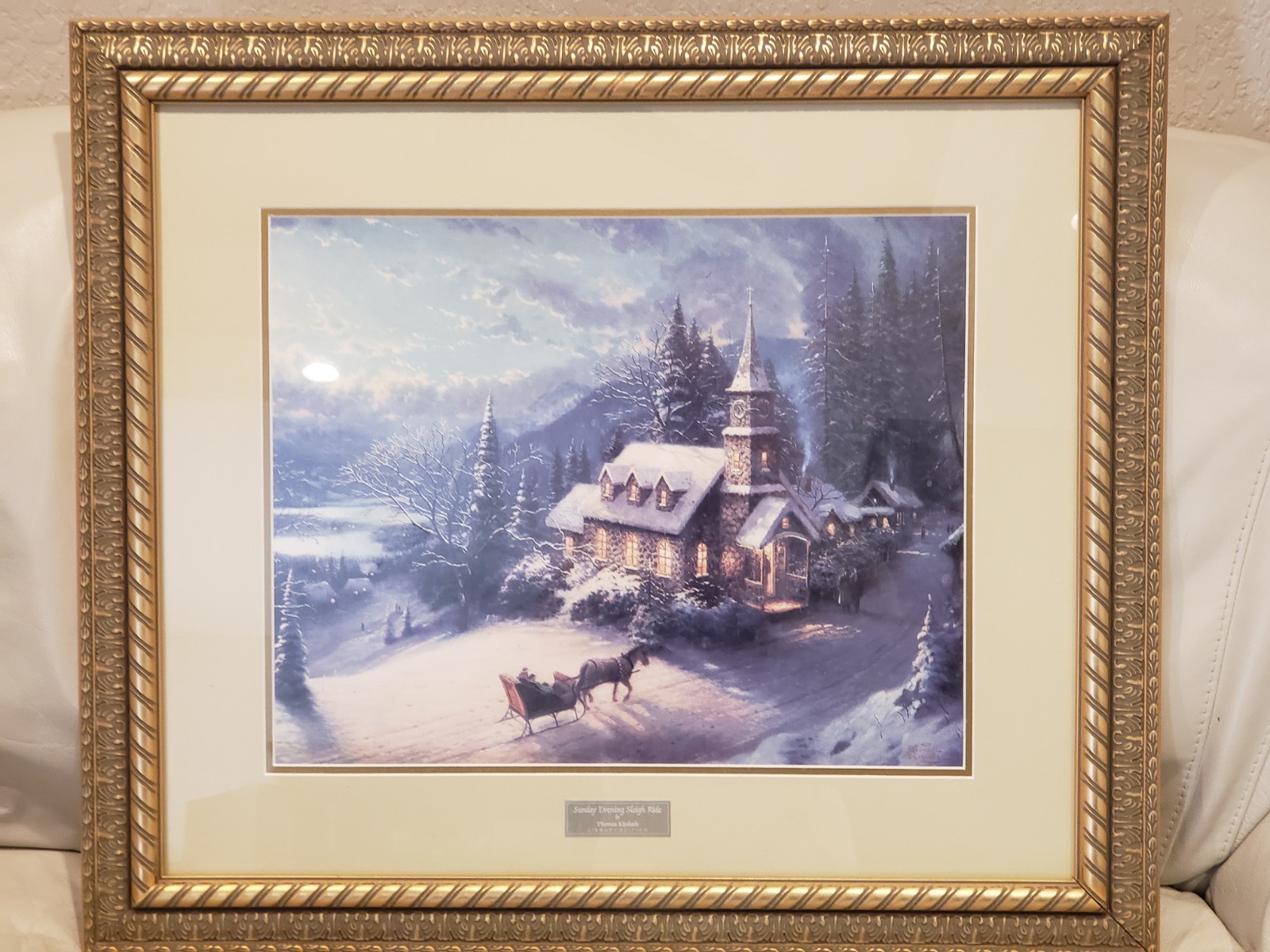 Thomas Kinkade Sunday Evening Sleigh Ride Library Edition Framed Print Thomas Kinkade Sunday Evening Sleigh Ride Library Edition Framed Print